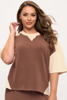 Women's Two Tone Sofie Soft Short Sleeve Top style 4
