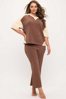 Women's Two Tone Sofie Soft Short Sleeve Top style 5