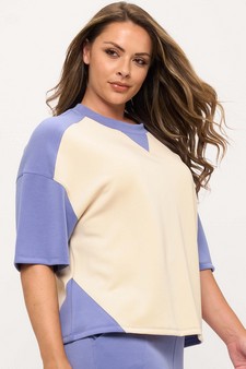 Women's Two Tone Sofie Soft Short Sleeve Top style 3