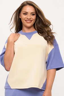 Women's Two Tone Sofie Soft Short Sleeve Top style 4