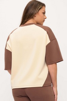 Women's Two Tone Sofie Soft Short Sleeve Top style 2