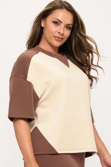 Women's Two Tone Sofie Soft Short Sleeve Top style 3