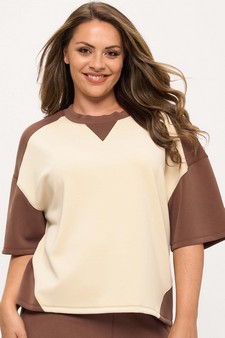 Women's Two Tone Sofie Soft Short Sleeve Top style 4