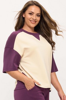 Women's Two Tone Sofie Soft Short Sleeve Top style 3