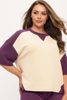 Women's Two Tone Sofie Soft Short Sleeve Top style 4