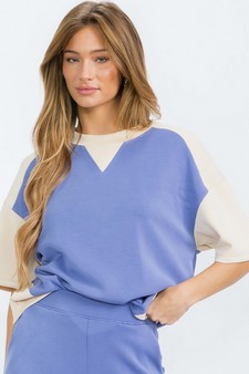 Women's Two Tone Sofie Soft Short Sleeve Top style 4