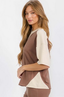Women's Two Tone Sofie Soft Short Sleeve Top style 3