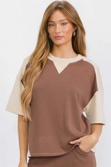 Women's Two Tone Sofie Soft Short Sleeve Top style 4