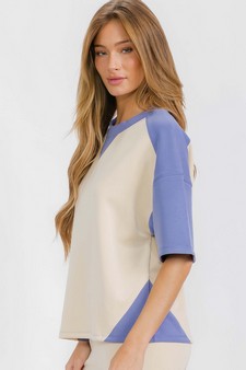 Women's Two Tone Sofie Soft Short Sleeve Top style 3