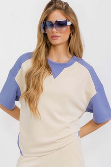 Women's Two Tone Sofie Soft Short Sleeve Top style 4