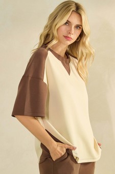Women's Two Tone Sofie Soft Short Sleeve Top style 3