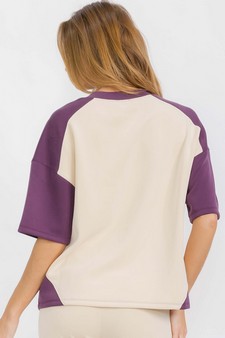 Women's Two Tone Sofie Soft Short Sleeve Top style 2