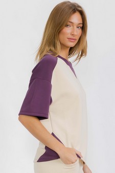 Women's Two Tone Sofie Soft Short Sleeve Top style 3