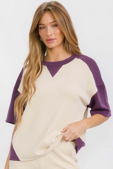 Women's Two Tone Sofie Soft Short Sleeve Top style 4