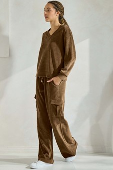 ETA 01/09/25 - Women's Corduroy V Neck Top and Cargo Pant Set style 3