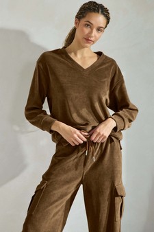 ETA 01/09/25 - Women's Corduroy V Neck Top and Cargo Pant Set style 4