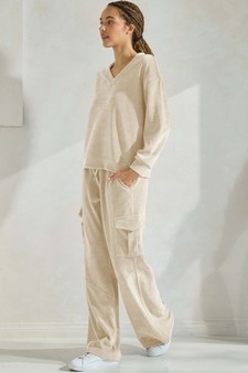 ETA 01/09/25 - Women's Corduroy V Neck Top and Cargo Pant Set style 3