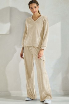 ETA 01/09/25 - Women's Corduroy V Neck Top and Cargo Pant Set