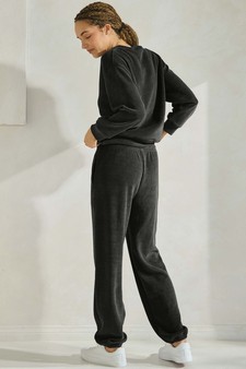 Women's Corduroy V Neck Top and Jogger Set style 2