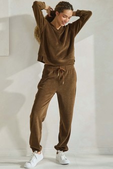 ETA 01/09/25 - Women's Corduroy V Neck Top and Jogger Set style 5