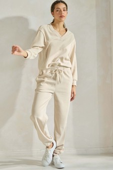 ETA 01/09/25 - Women's Corduroy V Neck Top and Jogger Set style 5