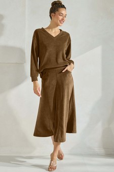 eta 01/09/25 - Women's Corduroy V Neck Top & Flared Skirt Set