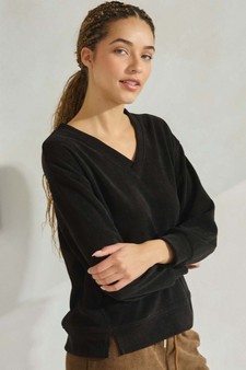 Women's V Neck Corduroy Long Sleeve Top style 3