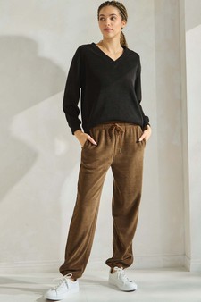 Women's V Neck Corduroy Long Sleeve Top style 5