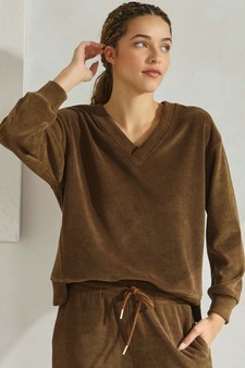 eta 01/09/25 - Women's V Neck Corduroy Long Sleeve Top style 4