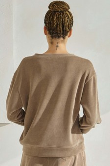 Women's V Neck Corduroy Long Sleeve Top style 2