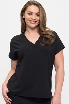 Women's V-Neck Short Sleeve Thin Modal Scuba Top style 4