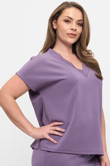 Women's V-Neck Short Sleeve Thin Modal Scuba Top style 3