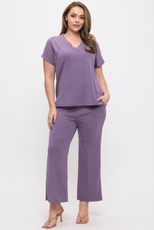 Women's V-Neck Short Sleeve Thin Modal Scuba Top style 5