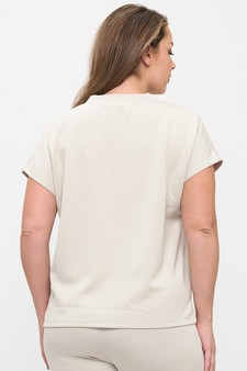 Women's V-Neck Short Sleeve Thin Modal Scuba Top style 2