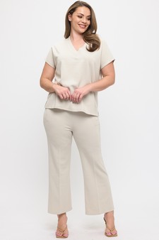 Women's V-Neck Short Sleeve Thin Modal Scuba Top style 5