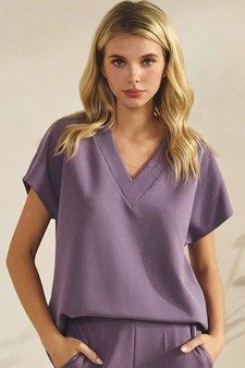 ETA 01/01/26 - Women's V-Neck Short Sleeve Thin Modal Scuba Top style 4