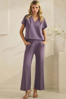 ETA 01/01/26 - Women's V-Neck Short Sleeve Thin Modal Scuba Top style 5