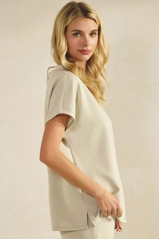 ETA 01/15/26 - Women's V-Neck Short Sleeve Thin Modal Scuba Top style 3