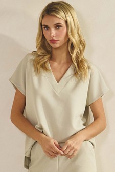 ETA 01/15/26 - Women's V-Neck Short Sleeve Thin Modal Scuba Top style 4