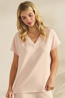 ETA 01/15/26 - Women's V-Neck Short Sleeve Thin Modal Scuba Top style 4