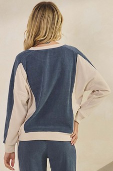 Women's Relaxed Colorblock Corduroy Pullover style 2