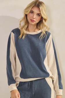 Women's Relaxed Colorblock Corduroy Pullover style 4