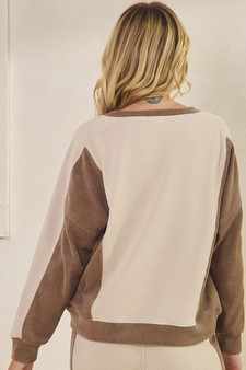 Women's Relaxed Colorblock Corduroy Pullover style 2