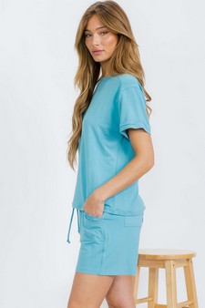 Women's Everyday French Terry Set with Tee and Pocket Shorts style 3