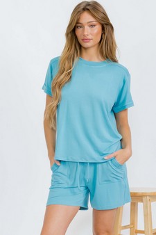 Women's Everyday French Terry Set with Tee and Pocket Shorts style 4