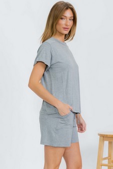 Women's Everyday French Terry Set with Tee and Pocket Shorts style 3