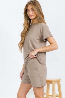 Women's Everyday French Terry Set with Tee and Pocket Shorts style 3