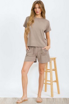 Women's Everyday French Terry Set with Tee and Pocket Shorts style 5
