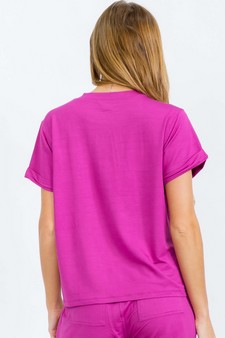 Women's Everyday French Terry Tee with Rolled Sleeves style 2