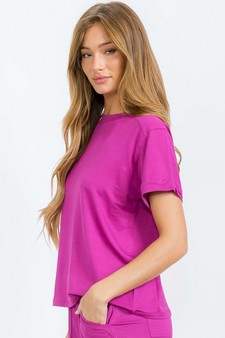Women's Everyday French Terry Tee with Rolled Sleeves style 3